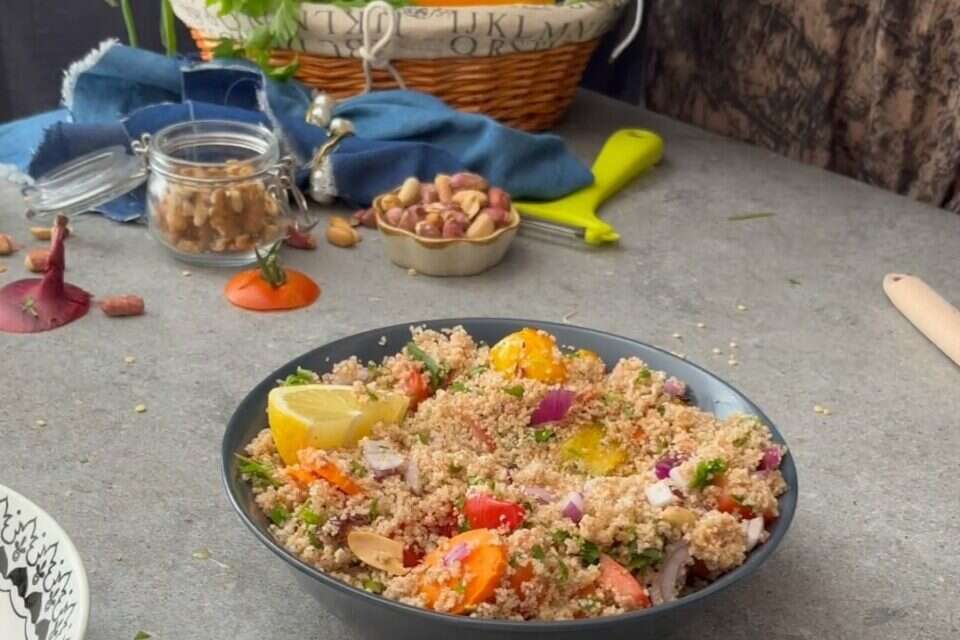 Full Salad Full couscous salad with mint and cranberries Israel today