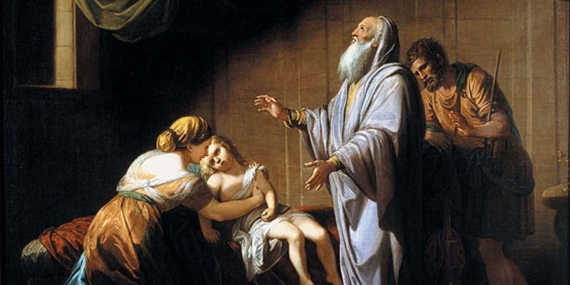 "אלישע הנביא מקים לתחייה את בן השונמית", בנג'מין וסט, 1765 , ללא קרדיט