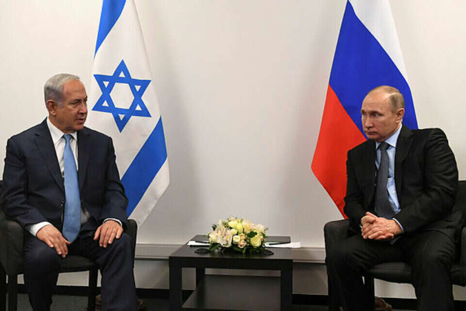 נתניהו ופוטין בפגישה במוזיאון היהדות והסובלנות במוסקבה // צילום (ארכיון): קובי גדעון/לע"מ ,