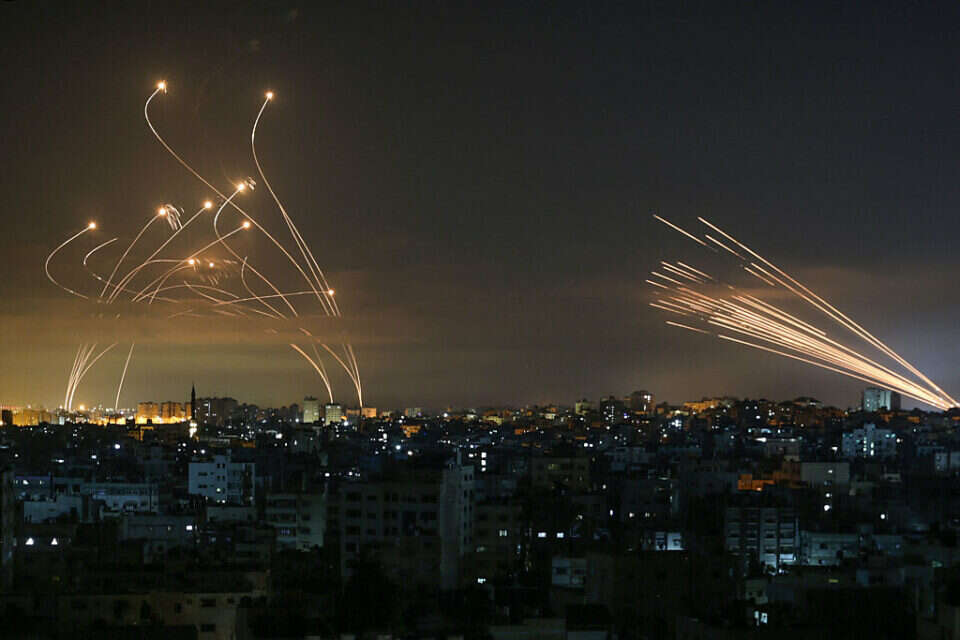כיפת ברזל מיירטת את טילי חמאס מעל שמי הארץ (ארכיון) , אי אף פי