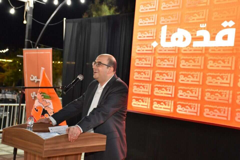 סמי אבו שחאדה בעצרת בחירות בבאקה אל גרביה, ספטמבר 2022 , תקשורת בל"ד