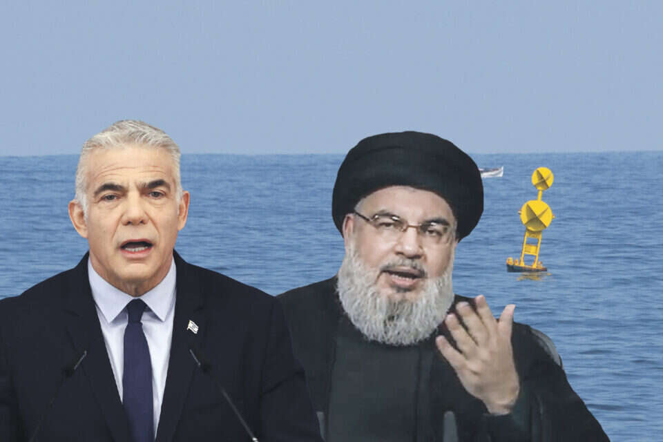 סימני שאלה רבים. נסראללה ולפיד על רקע הגבול הימ , אייל מרגולין/ג'יני, אי.פי.אי, גדעון מרקוביץ'