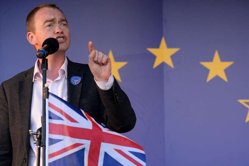 מנהיג המפלגה הליברל דמוקרטית, טים פארון בעצרת בלונדון // צילום: איי.אף.פי