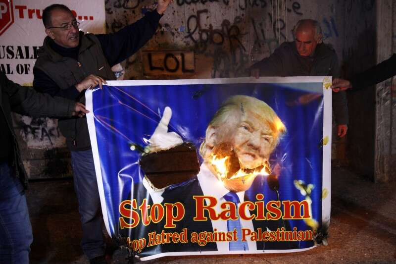 ברכת הפנים לטראמפ בבית לחם // צילום: איי.פי