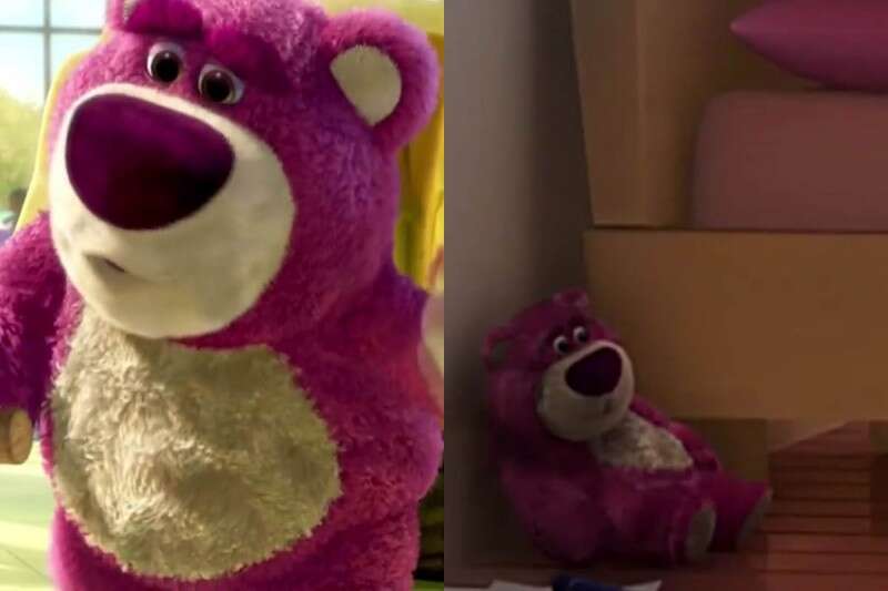 הדובי מימין מופיע בסרט כבובה וכרמז עתידי לדמות הדובי מצד שמאל // צילום: תמונת מסך מתוך יוטיוב