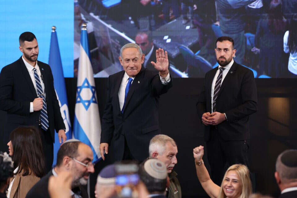 בנימין נתניהו בחגיגות הניצחון. , לירון מולדובן