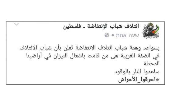 פוסט הסתה תחת התגית "שירפו את היערות"