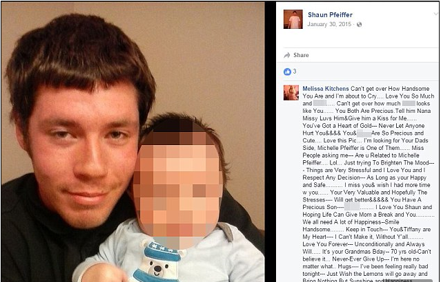 הפוסט שכתבה האם מליסה בדף של בנה שון // צילום: מתוך פייסבוק