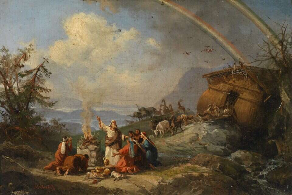 שאלות טורדות מנוחה. "נוח מקריב קורבן", ציור של דומניקו מורלי, 1901 ,