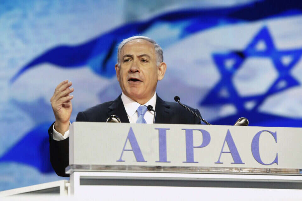 רה"מ נתניהו בועידת איפא"ק אשתקד // צילום: רויטרס // רה"מ נתניהו בועידת איפא"ק אשתקד ,