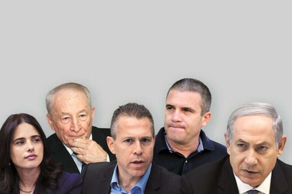 שאלת הסמכות. מימין: בנימין נתניהו, גל הירש, גלעד ארדן,יהודה וינשטיין, איילת שקד // צילומים: גדעון מרקוביץ, מרק סלם-"ג'רוזלם פוסט", דודי ועקנין, אורן בן חקון // שאלת הסמכות. מימין: בנימין נתניהו, גל הירש, גלעד ארדן,יהודה וינשטיין, איילת שקד ,