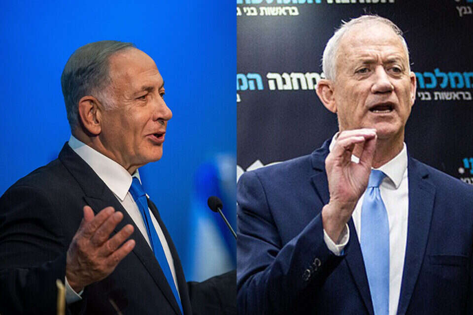 שר הביטחון לשעבר גנץ וראש הממשלה נתניהו (ארכיון) , יונתן זינדל/פלאש 90 ואורן בן חקון