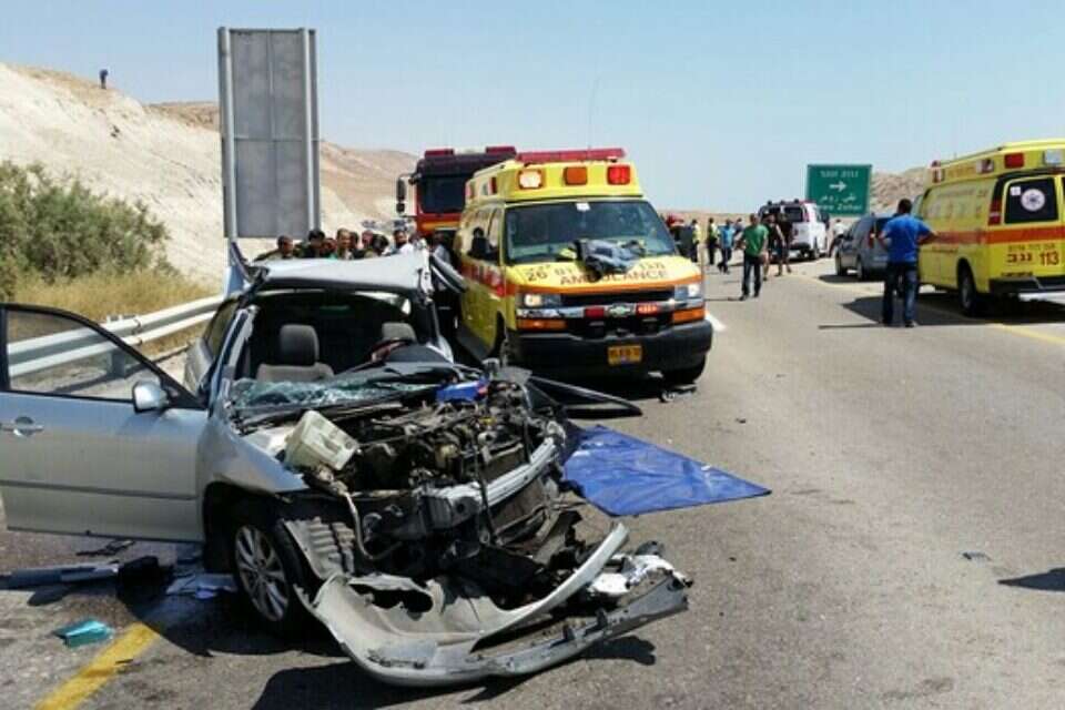 זירת התאונה בצומת זוהר // צילום: דוברות מד"א // זירת התאונה בצומת זוהר ,