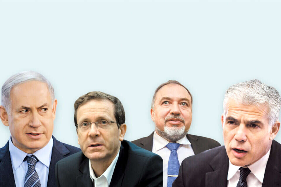 שלב הגישושים נמשך. מימין: לפיד, ליברמן הרצוג ונתניהו // צילום: דודי ועקנין, אורי לנץ, רויטרס // שלב הגישושים נמשך. מימין: לפיד, ליברמן הרצוג ונתניהו ,