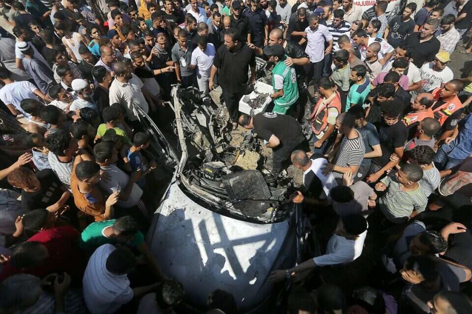 צילום: אי.פי // תגובות בעזה אחרי החיסול בשישי ,