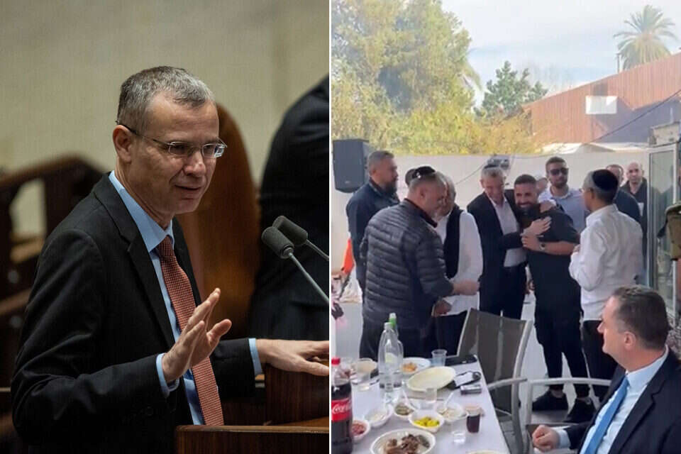 שר המשפטים יריב לוין מתארח בבית משפחת קדושים בהרצליה , אורן בן חקון
