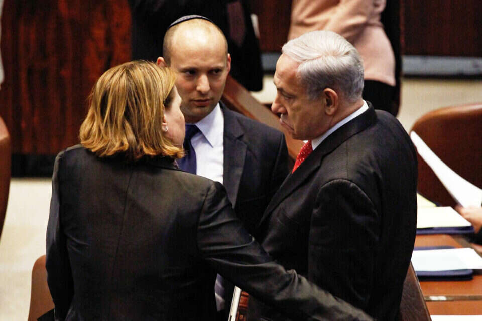 צילום: אורי לנץ // נתניהו, בנט וליבני ,