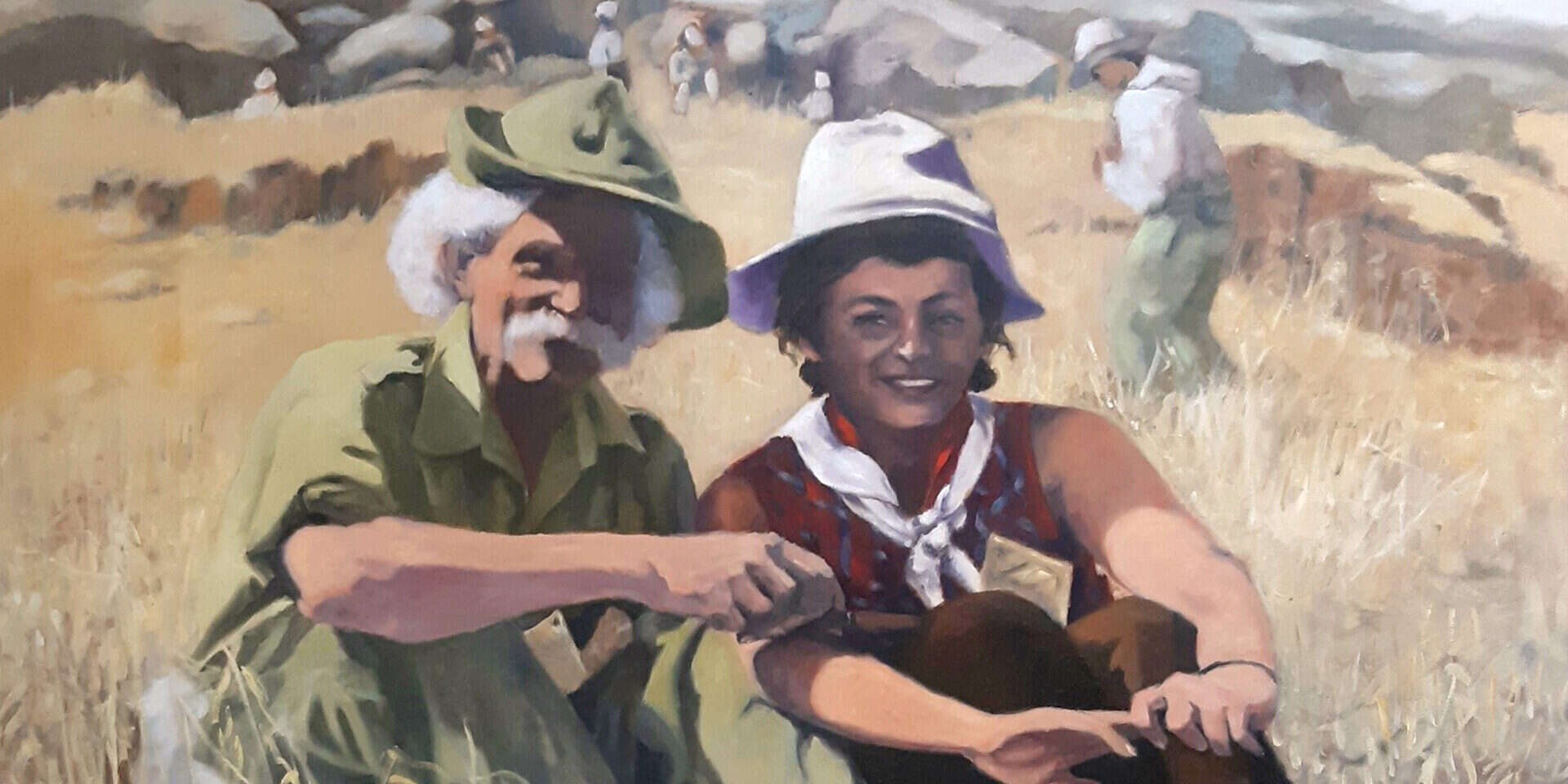 "מנוחת האריות" (עם יהודה גור אריה, 1966). דניאלה מלר, צבעי שמן על קנבס, דצמבר 2020 ,
