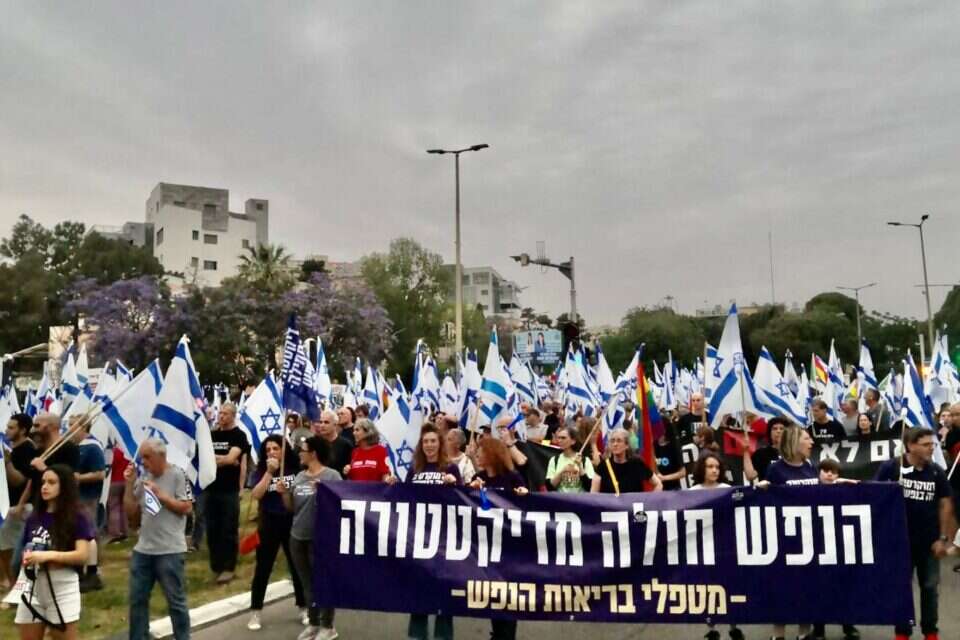 הפגנה נגד הרפורמה בחיפה (ארכיון) , הרצי שפירא
