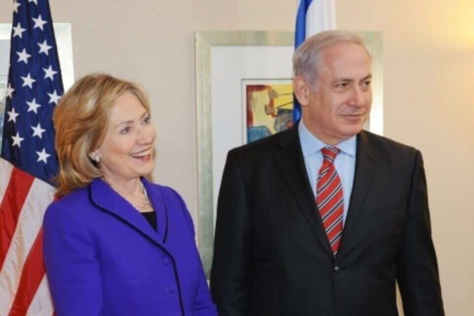 צילום: אי. אף. פי // פגישת נתניהו וקלינטון, בשבוע שעבר ,