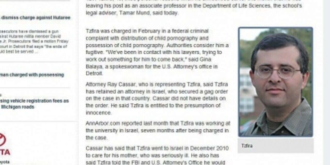 U.S. searching for Israeli professor who fled after child porn charge