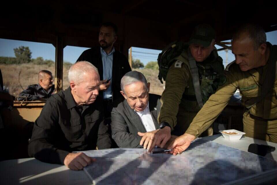 ראש הממשלה בנימין נתניהו ושר הביטחון יואב גלנט בביקור במוצב ליד ג'נין