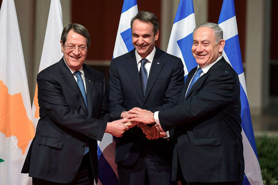 נתניהו עם רה"מ יוון ונשיא קפריסין (ארכיון)