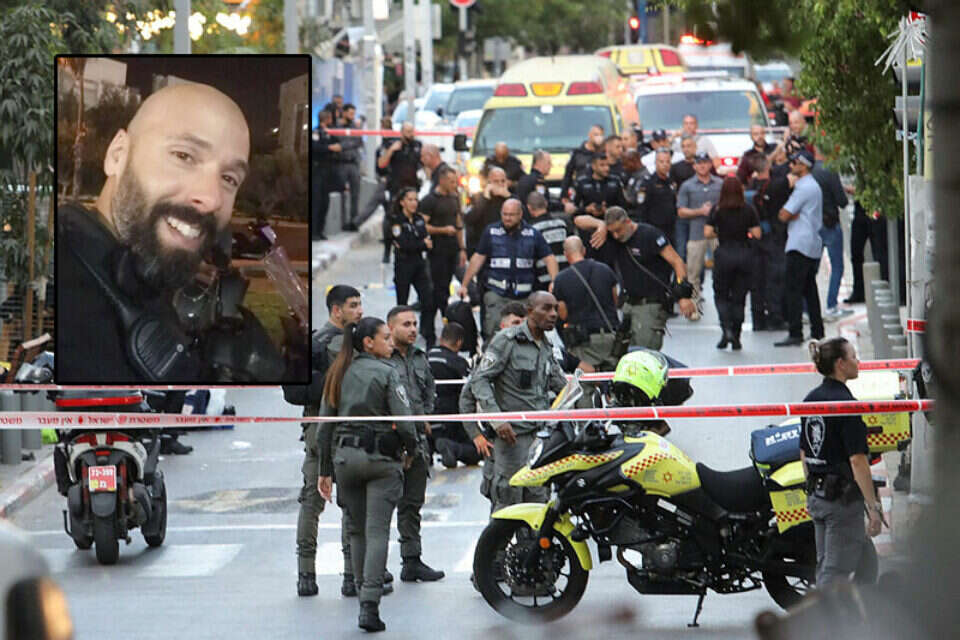 הסייר חן אמיר על רקע זירת הפיגוע בנחלת בנימין , קוקו