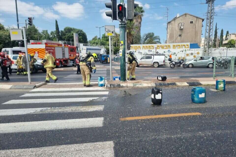 זירת אירוע שפך החומרים המסוכנים בפ"ת