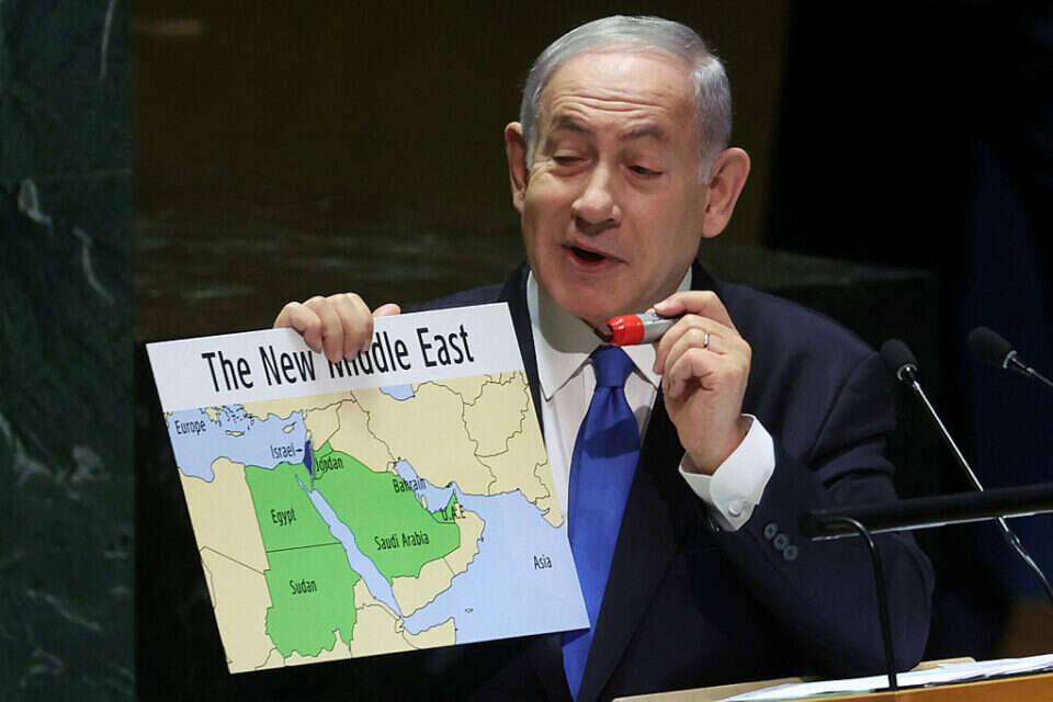 Prime Minister of Israel Benjamin Netanyahu addresses the 78th United Nations General Assembly at U.N. headquarters in New York City, New York, U.S., September 22, 2023. REUTERS/Mike Segar , 