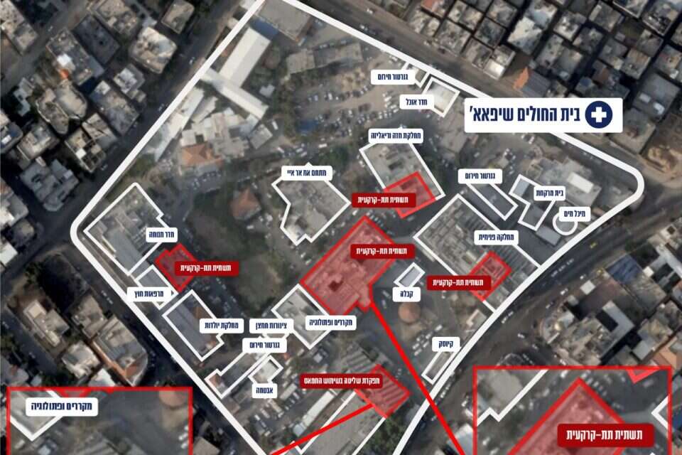 מפקדות ומחסנים בשימוש חמאס מתחת לביה"ח שיפא , דובר צה"ל