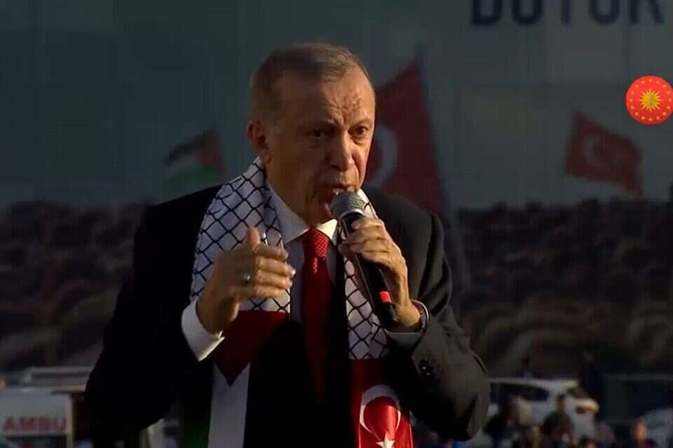 ארדואן בעצרת תמיכה בעזה