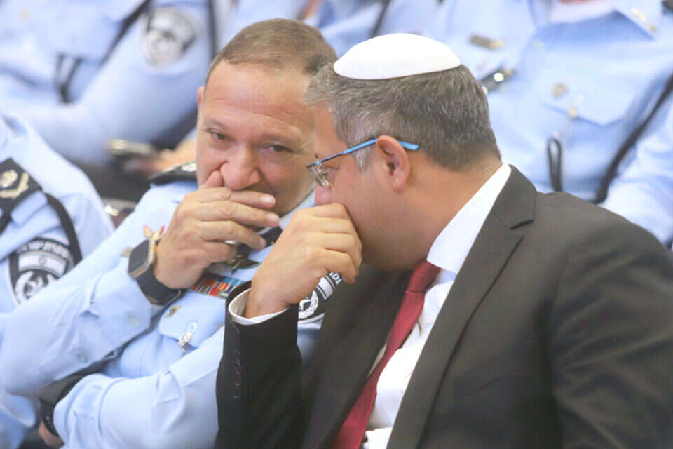 השר לבטחון לאומי איתמר בן גביר והמפכ"ל יעקב שבתאי, ארכיון , הרצי שפירא