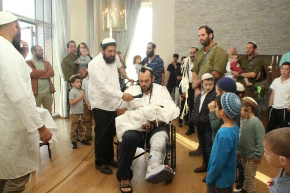 הברית לבנו הבכור של יהודה רבינוביץ', שנפצע קשה ב-7 באוקטובר , באדיבות המשפחה