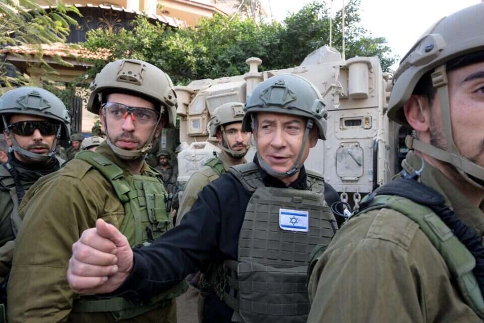 נתניהו עם הלוחמים בצפון רצועת עזה , רועי אברהם /לע"מ
