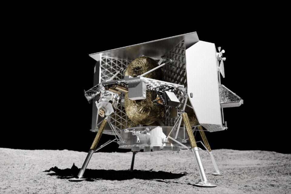 הדמיה של החללית pergrine על אדמת הירח. , Astrobotic