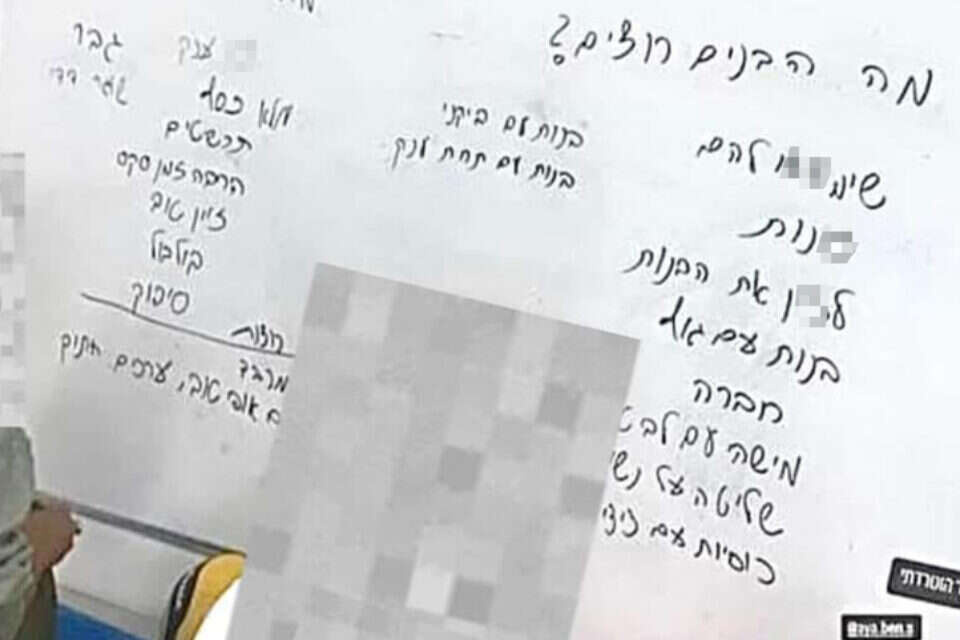 הלוח בכיתת שיעור החינוך המיני , צילום מסך