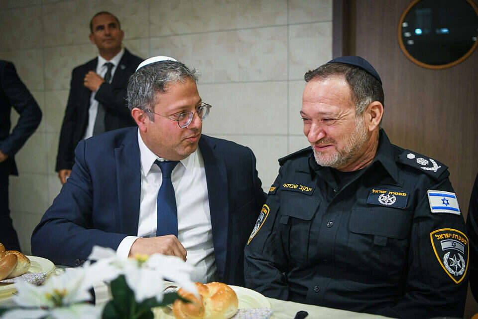 מפכ"ל המשטרה קובי שבתאי והשר לביטחון לאומי בן גביר , אריה לייב אברמס/פלאש90
