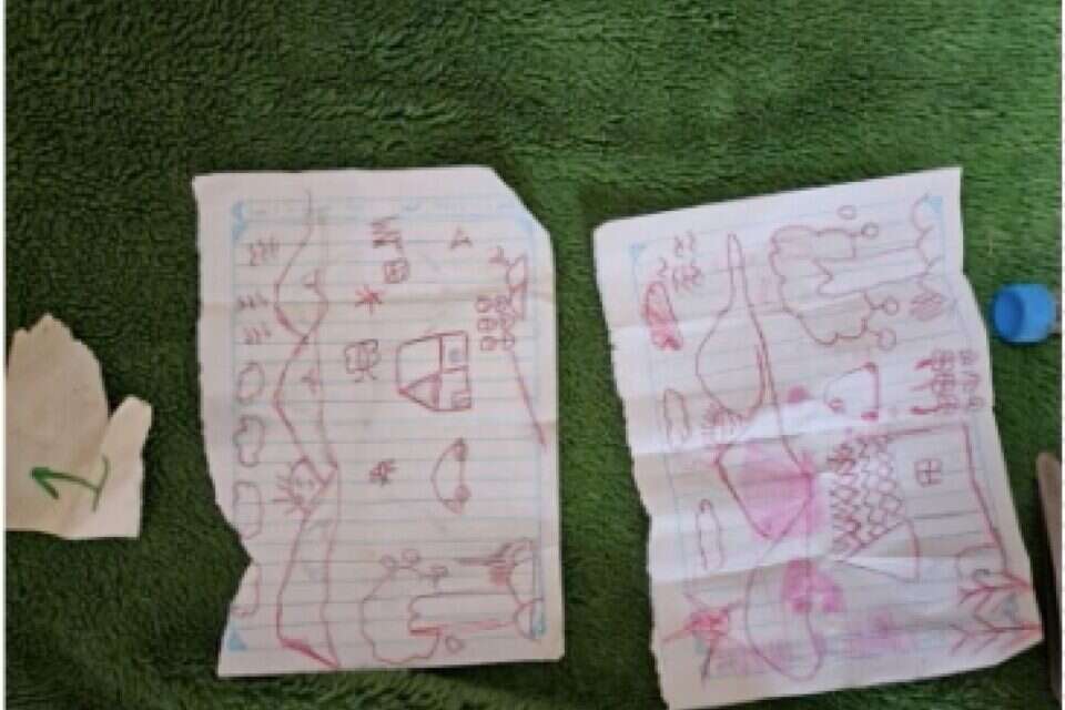 ציור שציירה אחת החטופות בשבי חמאס  , דובר צה"ל 