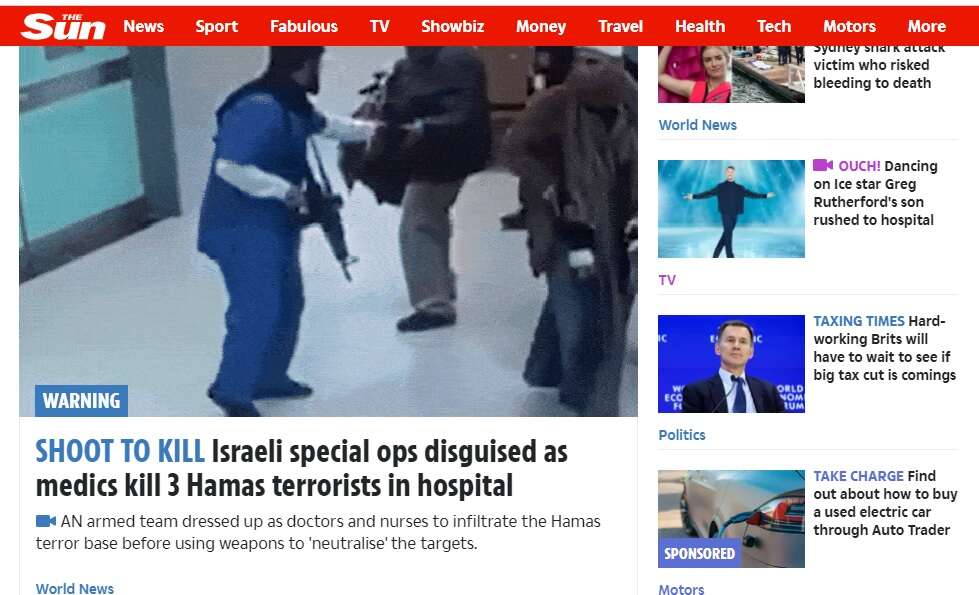 "Shoot to kill" sur le site British Sun, capture d'écran
