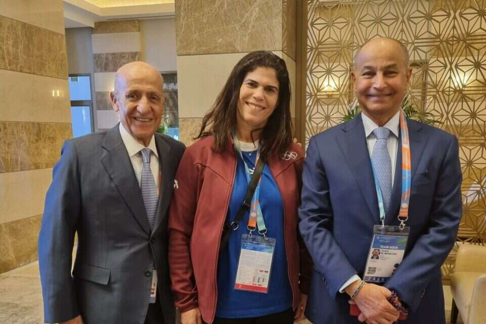 ארד עם יו"ר איגוד השחייה הכוויתי והקטארי , הוועד האולימפי בישראל