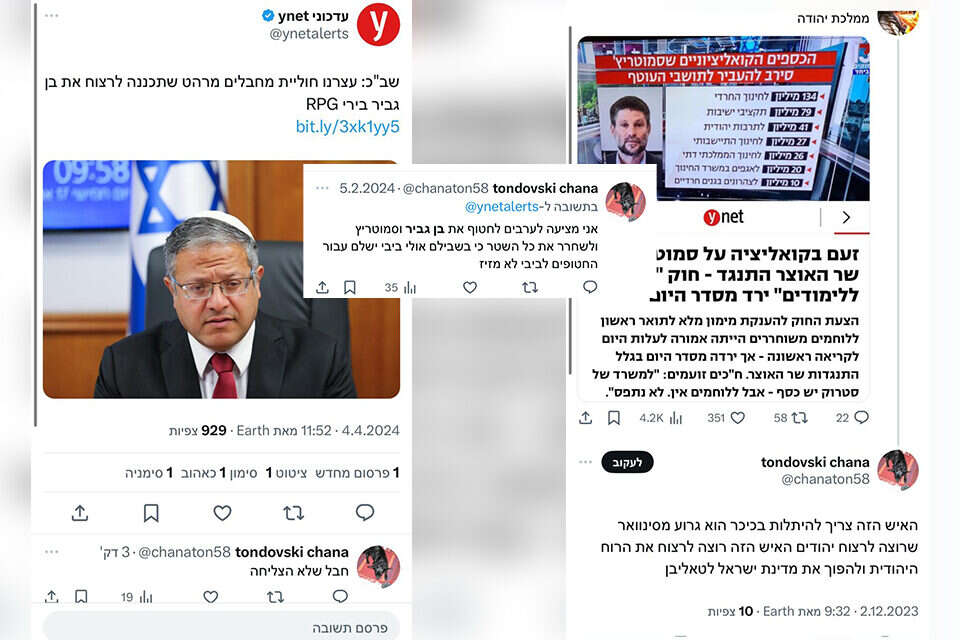 כל הפוסטים מאותה כתובת. ההסתה לאלימות נגד השרים בן גביר וסמוטריץ' , ללא