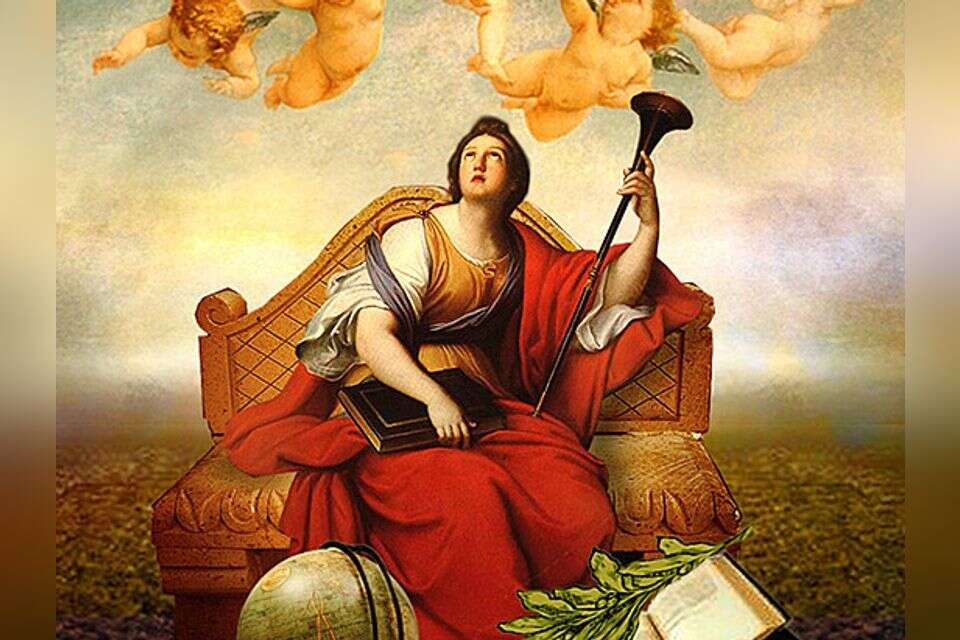 המוזה קליאו, פטרונית ההיסטוריה , ציור מאת פייר מיניאר (צרפת 1689)