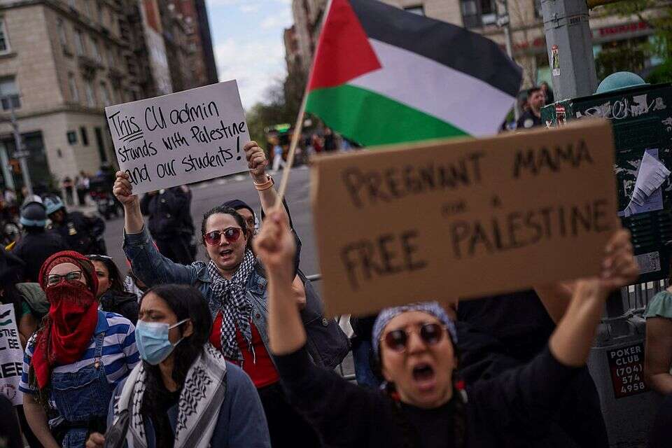 הפגנות פרו פלשתינים מחוץ לאוניברסיטת קולומביה (ארכיון) , אי.פי
