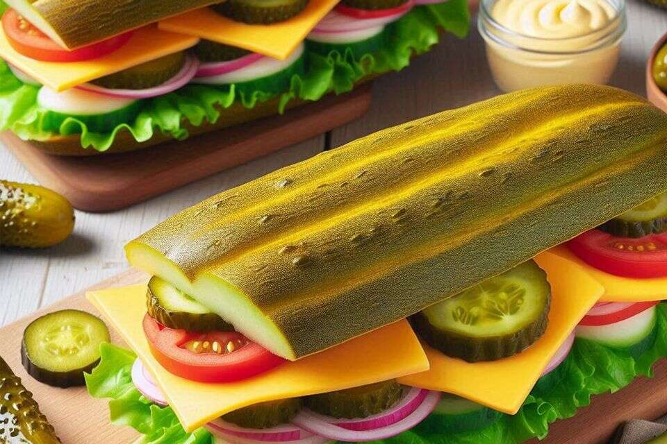 סנדוויץ' מלפפון חמוץ  , נוצר באמצעות בינג AI