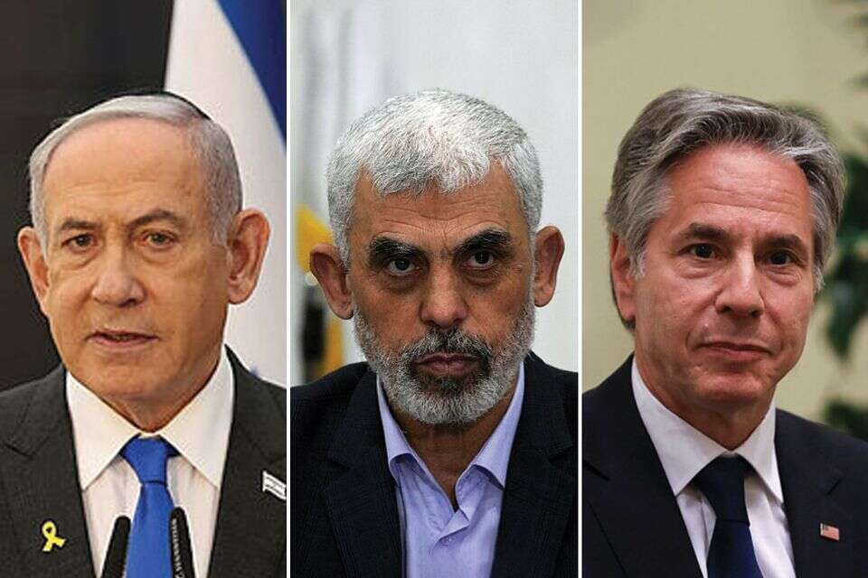 בלינקן, סינוואר ונתניהו , עמית, שאבי, AP