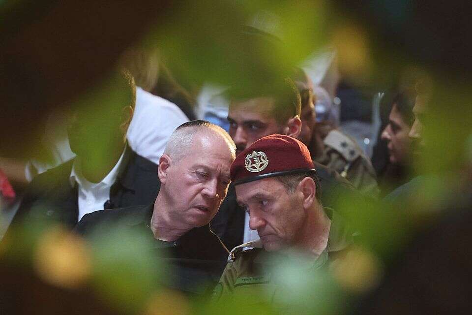 הרמטכ"ל הרצי הלוי והשר יואב גלנט בטקס הזיכרון לחללי צוק איתן (ארכיון) , אי.פי.אי