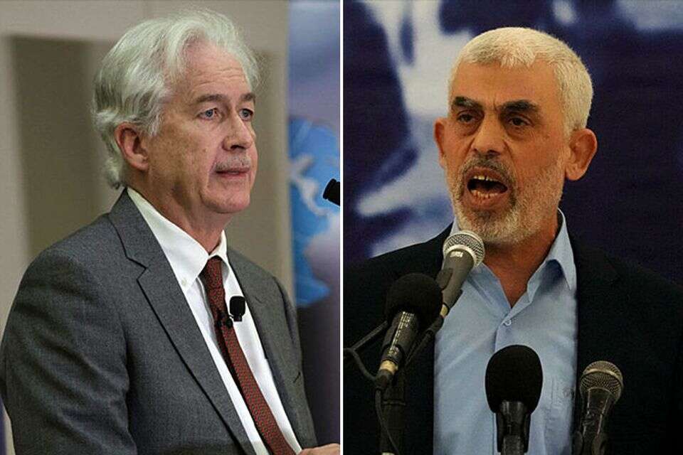 מנהיג חמאס סינוואר וראש ה-CIA ברנס , איי.פי, איי.אף.פי