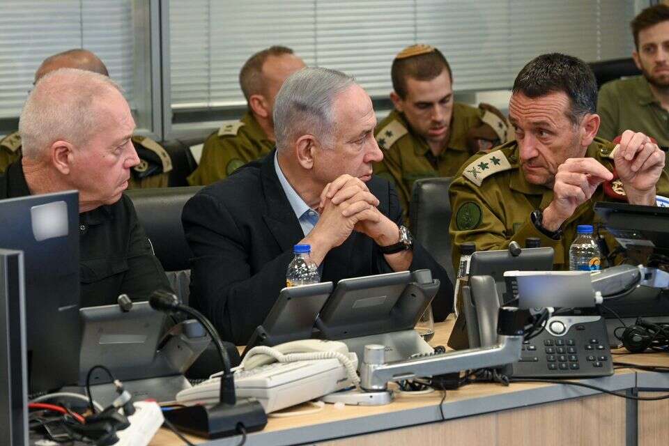 השר גלנט, עם רה"מ נתניהו והרמטכ"ל הלוי , מעיין טואף/לע"מ