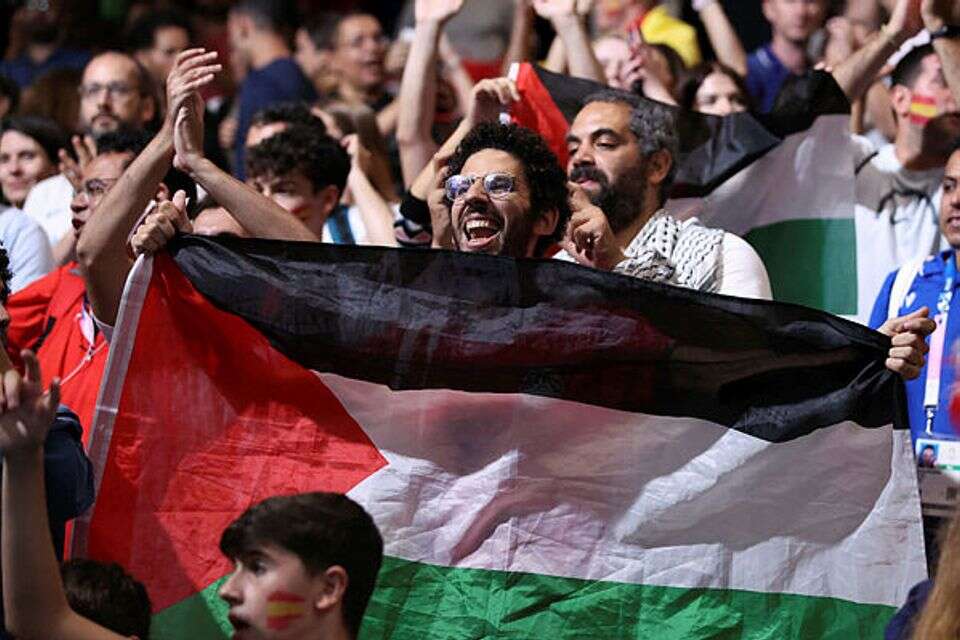 דגל פלשתין ביציע בפריז (ארכיון) , אי.פי.איי